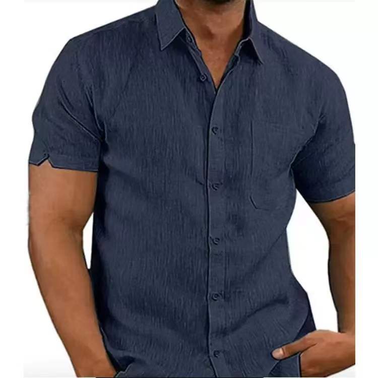 👔2023 Pop-up Shirt Men's Shirt With Solid Color Lapel And Short Sleeves– Lightweight & Breathable 🔥
