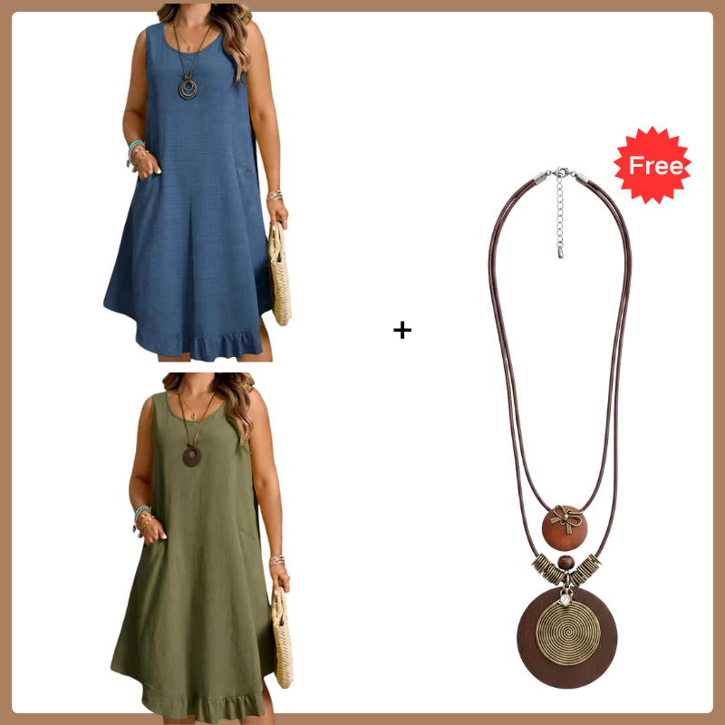 👗Women Casual Sleeveless Ruffle Dress – Breezy Casual Midi Dress ✨