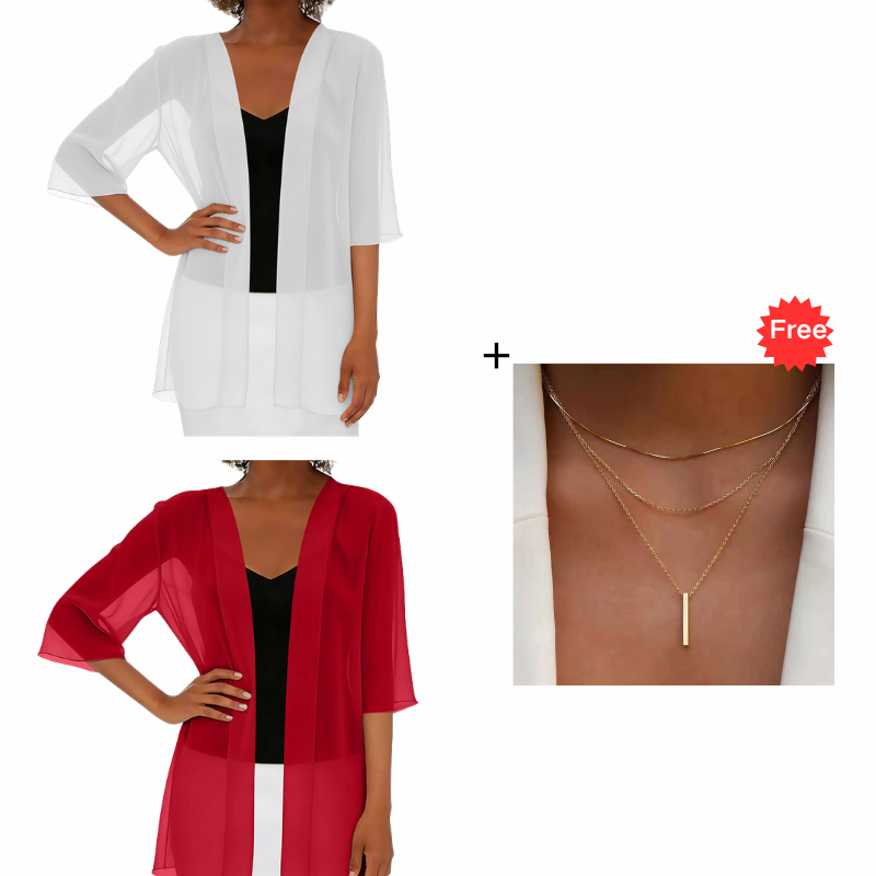🏆LAST DAY SALE: ONLY £12.8!!🎁✨Women's Chiffon Open Front Cardigan Loose– Soft & Breathable🔥