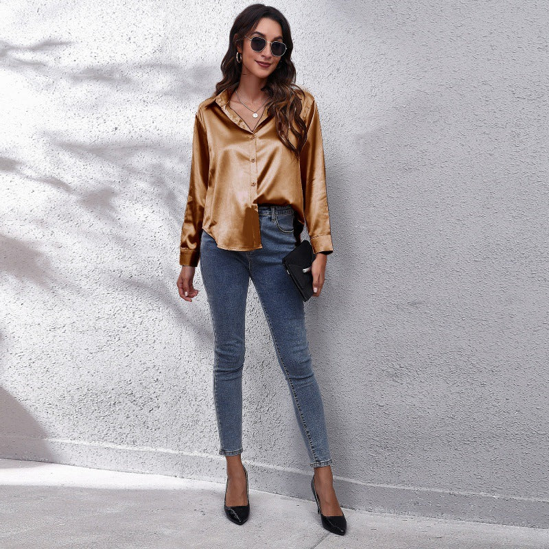 💎Elegante Satinbluse für Damen ✨ Mühelose Eleganz, den ganzen Tag bequem
