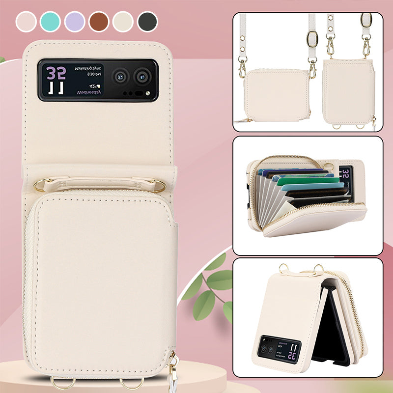 Leather case with card holder and zip for Samsung Galaxy Z Flip3/4/5/