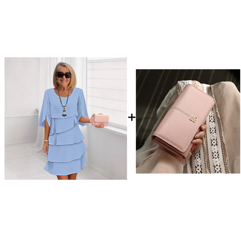🌸Frühlingssale 50% RABATT🎁👗Elegantes Damenkleid mit gestuften Rüschenärmeln – Müheloser Stil für jeden Anlass💃