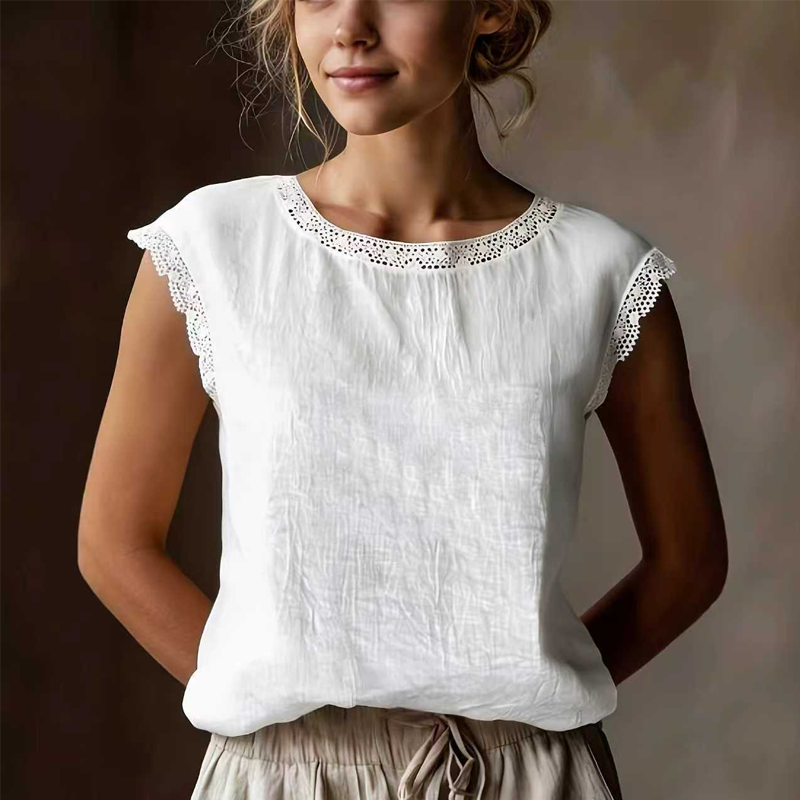🌸Women's Lace Trim Sleeveless Blouse 🌸 Effortless Summer Style Starts Here