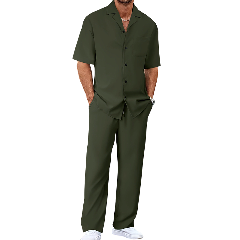 📢📢50% OFF !! ⏰Men's Casual Short Sleeve Shirt and Pants Set