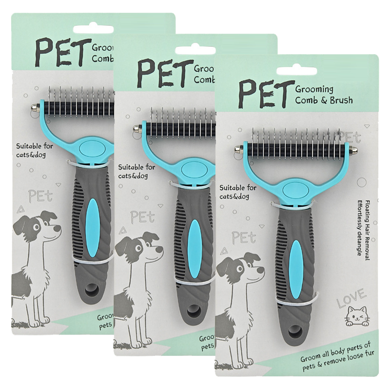 🐾Say Goodbye To Tangled Fur & Shedding✨Dual-Sided Pet Grooming Rake for Dogs & Cats