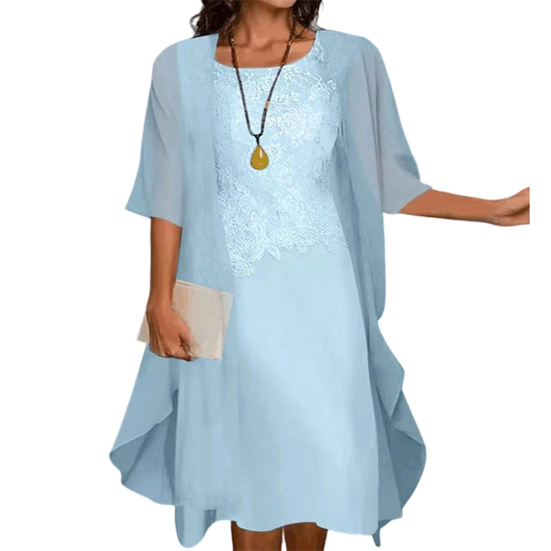 🌸Women's Lace Chiffon Dress 2-Piece Set - Step Into Elegance Effortlessly✨