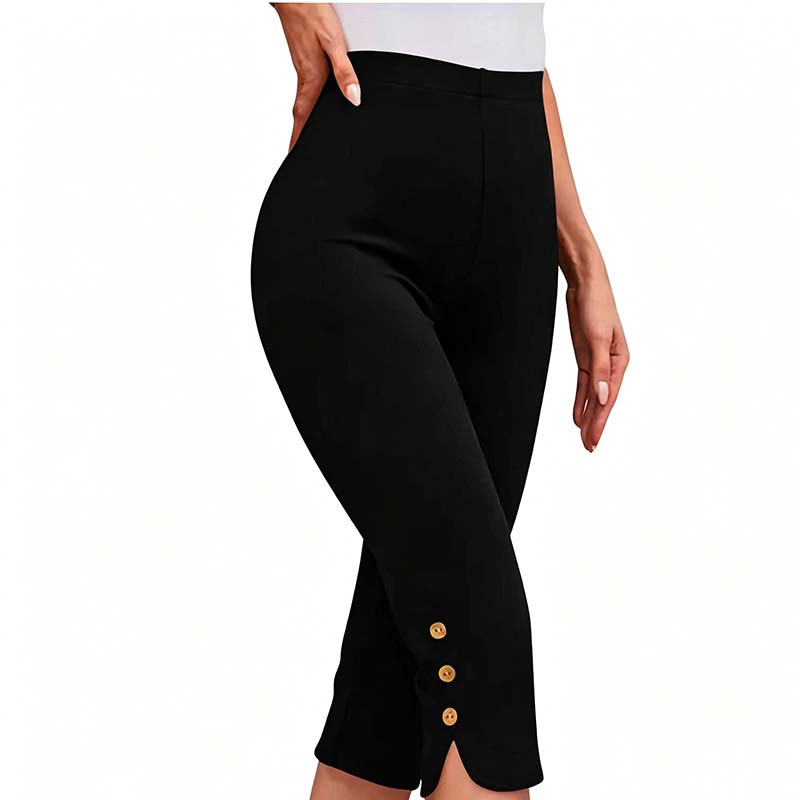 👖 LIMITED-TIME 50% OFF! ✨ Tummy Control Stretch Capris – High-Waist, 4-Way Stretch, Elegant Details 🌼