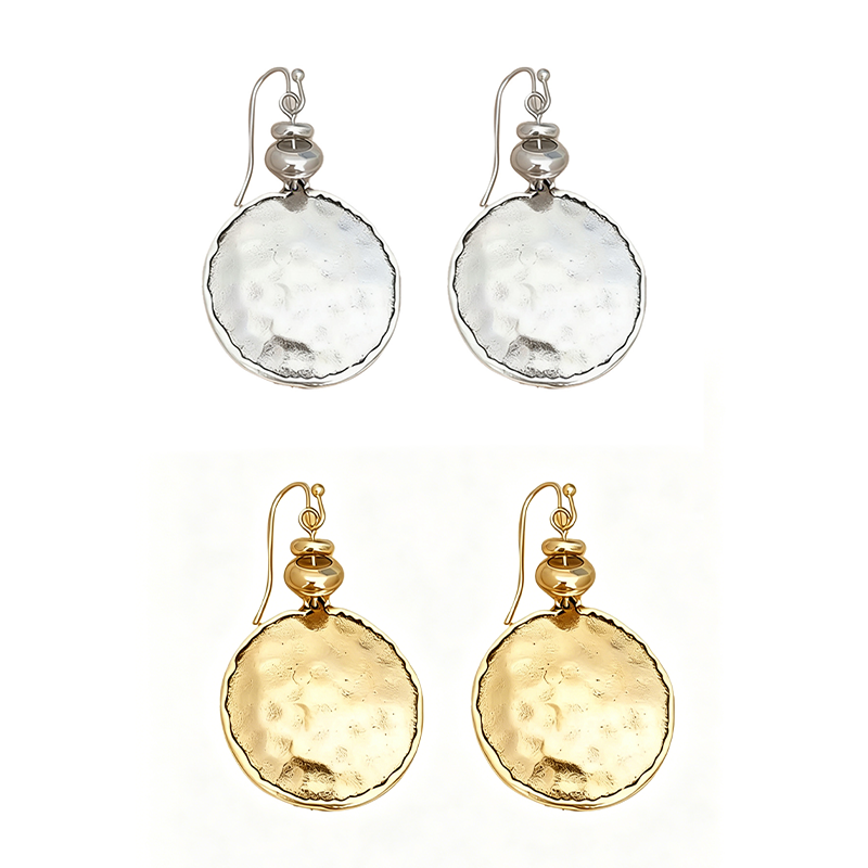 💫Vintage Hammered Metal Drop Earrings– Lightweight Geometric Statement Jewellery ✨