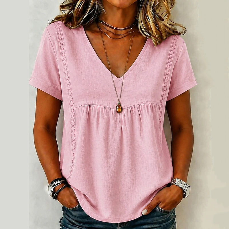 🌸New Arrivals – Best Sellers👚Women's Elegant V-Neck T-Shirt – Soft Everyday Basic Top✨