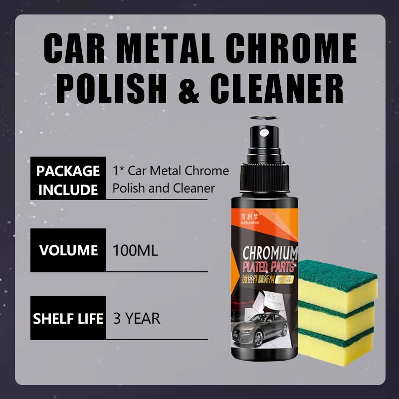 🚗Car Metal Chrome Polish & Cleaner – Rust Remover For Cars, Trim & Household Shine Restorer ✨