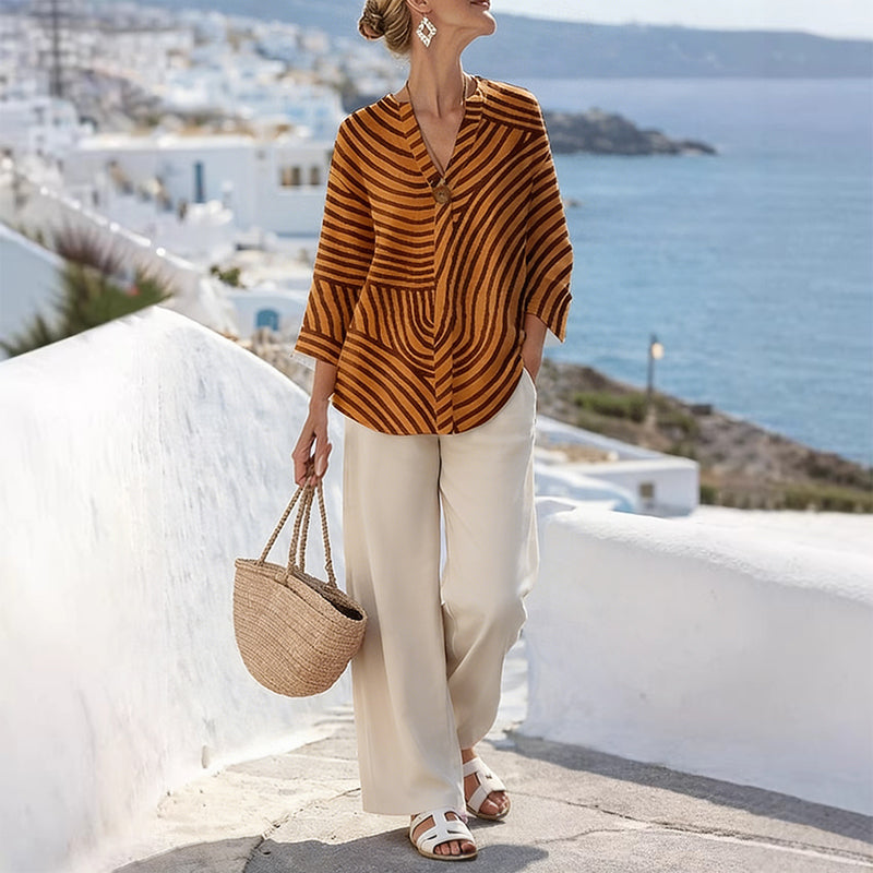 👕Damen Sommer gestreiftes 2-Teiler-Set – Einfach anziehen – Sofort stylisch aussehen☀️