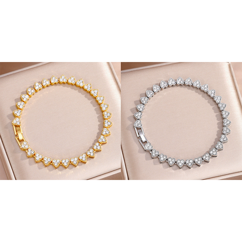 💥Begrenzte BOGO-Aktion💥✨Glänzendes Herz-Link-Armband-Set – Veredeln Sie Tag- und Nacht-Looks mühelos
