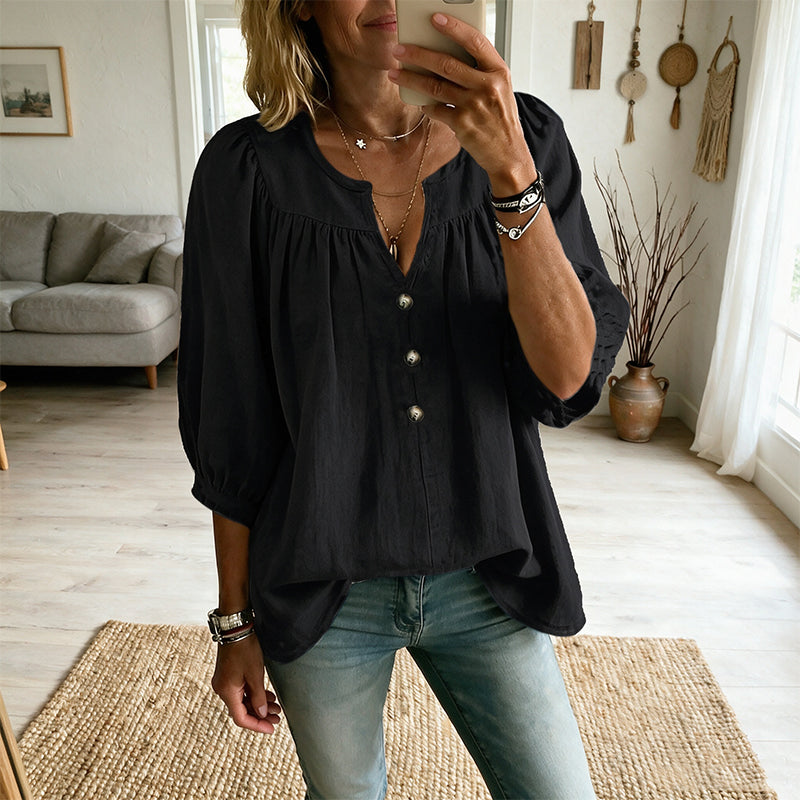 ✨ Women's 3/4 Sleeve Loose Fit Tunics Top – Flattering Loose Fit For Effortless Everyday Style 🌸