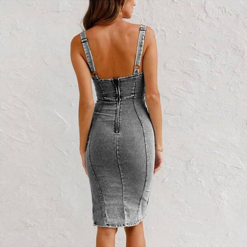 🥳2026 HOT SALE🥳💞50K+ SOLD!💥50%OFF！👗💙 Trending This Season | U-Neck Denim Bodycon Dress | Easy Style for Any Occasion ✨👜