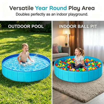 🏡💦Large Foldable Backyard Wading Pool for Whole Family & Pets – Instant Summer Fun For Kids & Year-Round Play 🏖️
