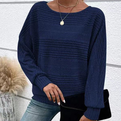 🌹Herbst-Sale - 49% Rabatt🌹Uni Langarm-Oberteil mit Rundhalsausschnitt und Streifenmuster
