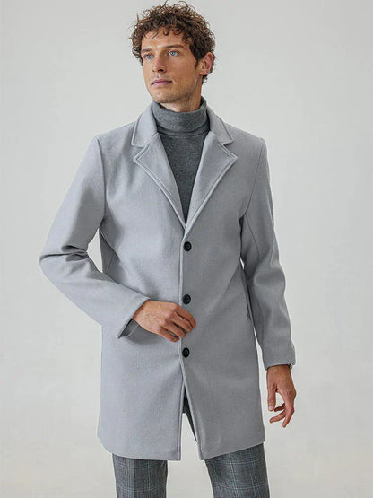 👔 Men's Classic Single Row Buckle Solid Color Jacket - Timeless Daily Essential