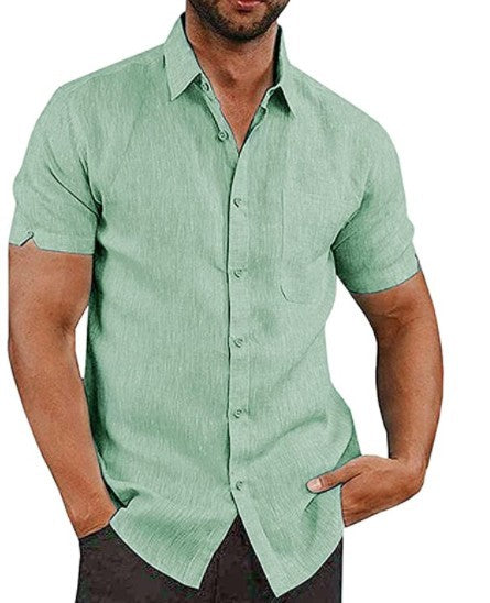 👔2023 Pop-up Shirt Men's Shirt With Solid Color Lapel And Short Sleeves– Lightweight & Breathable 🔥