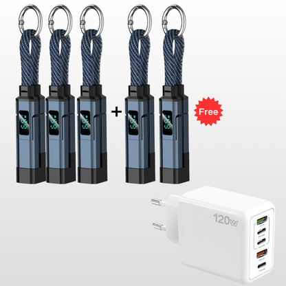 🔥HOT SALE 61% OFF🔥4-in-1 Digital Display Keychain Charging Cable