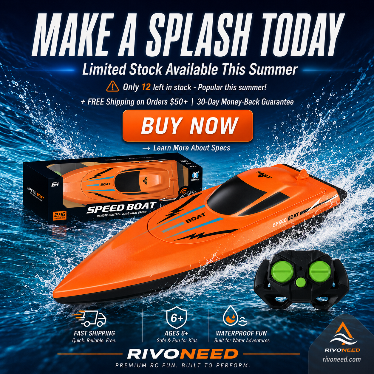 🚤 LIMITED-TIME 50% OFF! ✨ Dual-Motor RC Boat – 2.4GHz, Waterproof, Impact-Resistant 🌊