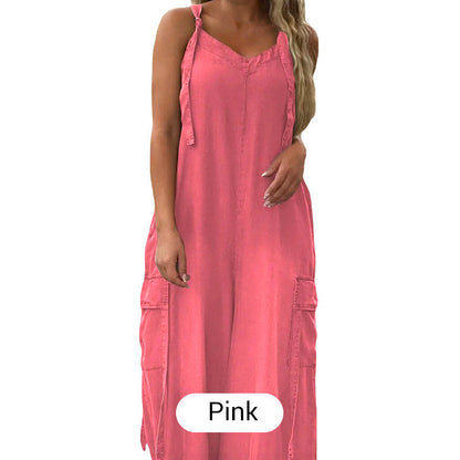 💕Was soll ich morgen anziehen?💃Damen Jumpsuit mit weitem Bein, locker geschnitten und mit Taschen✨ Komfort trifft mühelosen Stil