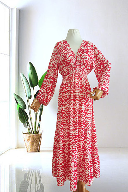 🔥Hot Sale - 50% OFF ✨ Casual Print V-neck Long Dress – Effortless Elegance For Sunny Days & Special Moments 🌸