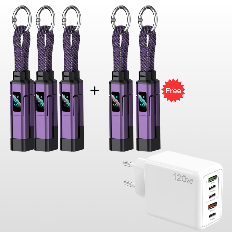 🔥HOT SALE 61% OFF🔥4-in-1 Digital Display Keychain Charging Cable