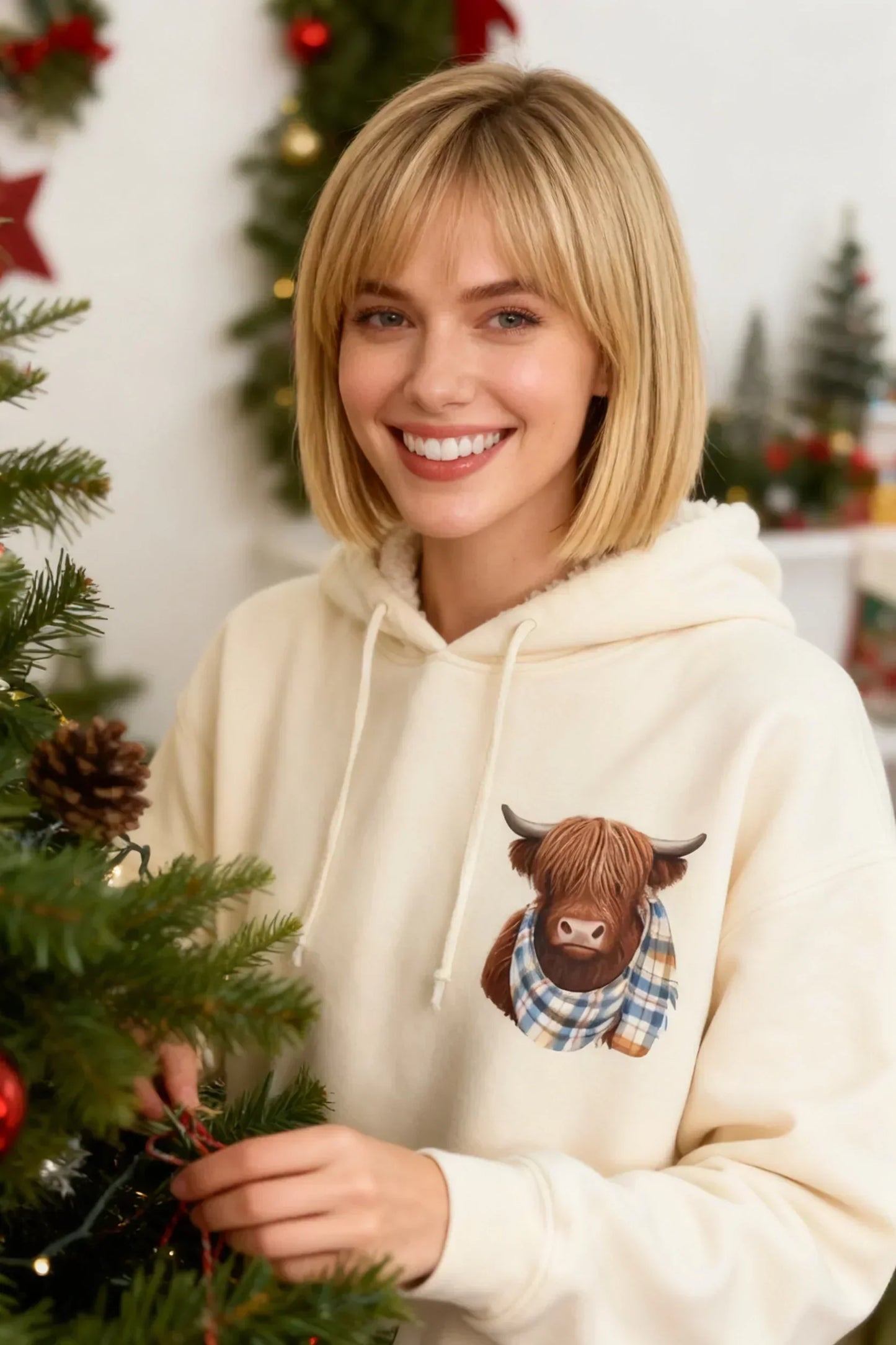 🐮 50% OFF!!🎁Cute Highland Cow Cozy Fleece-Lined Hooded Sweatshirt