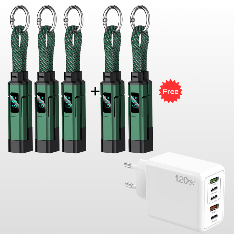 🔥HOT SALE 61% OFF🔥4-in-1 Digital Display Keychain Charging Cable