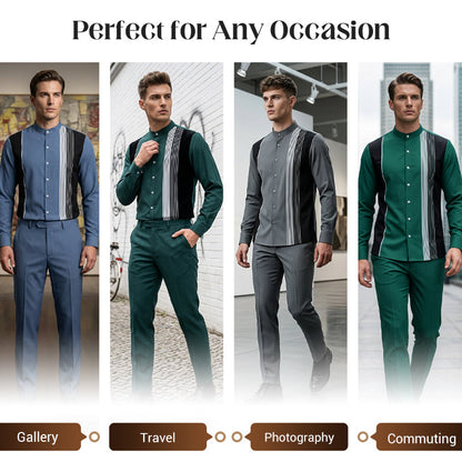 👔 Men's Striped Shirt & Pants 2-Piece Set✨ Effortless Style✨