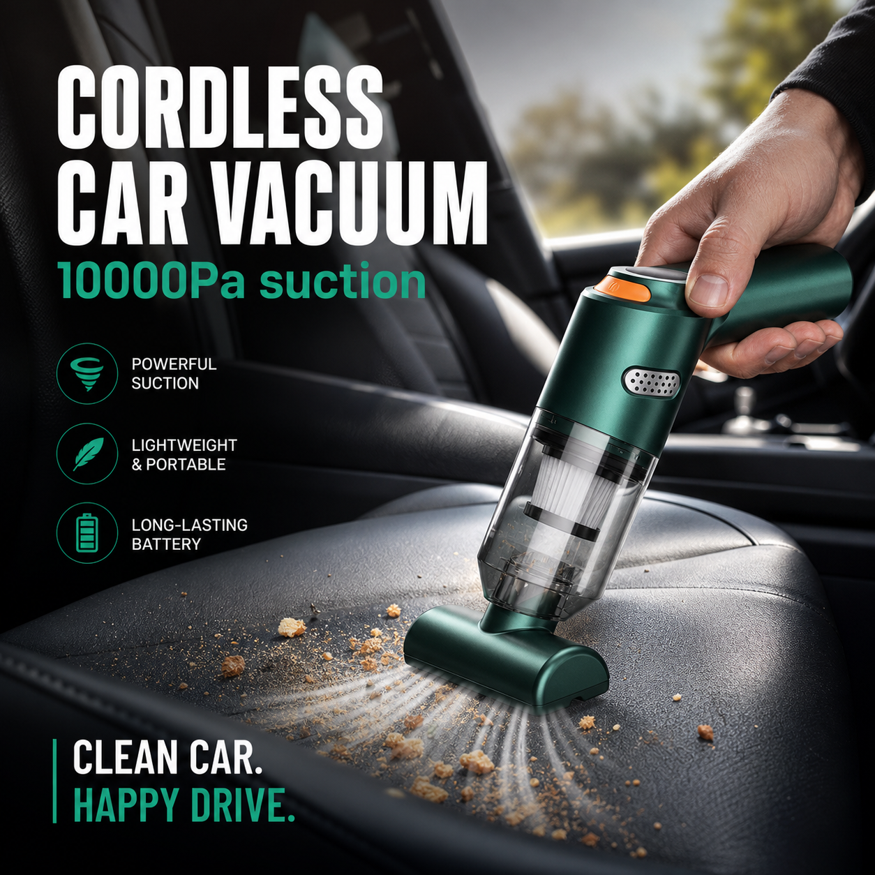 📢📢50% OFF !! ⏰ Cordless Car Vacuum – 10000Pa Suction & 4000mAh Battery 🚗