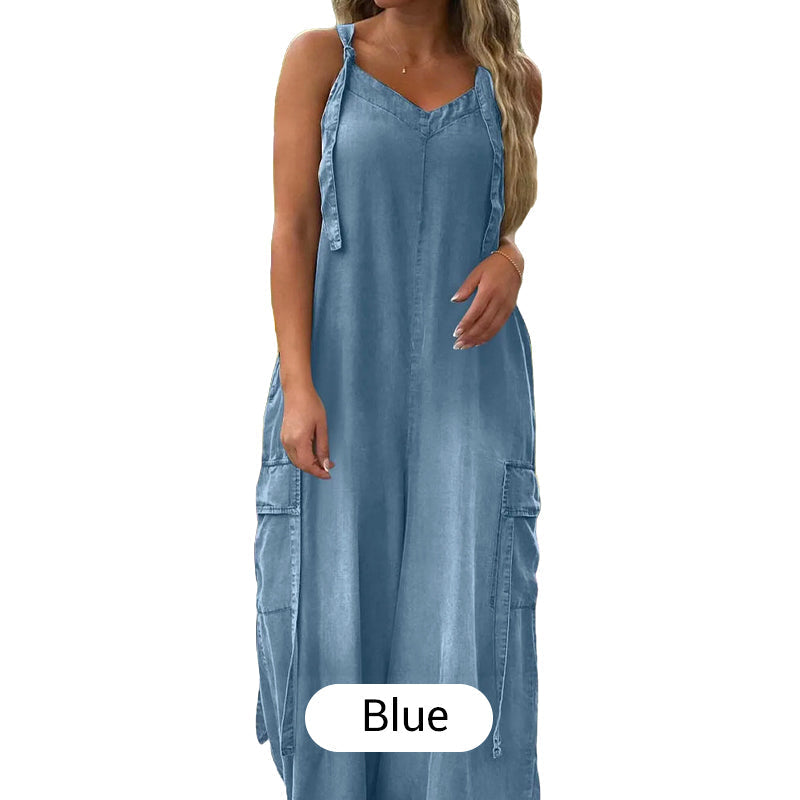 💕Was soll ich morgen anziehen?💃Damen Jumpsuit mit weitem Bein, locker geschnitten und mit Taschen✨ Komfort trifft mühelosen Stil