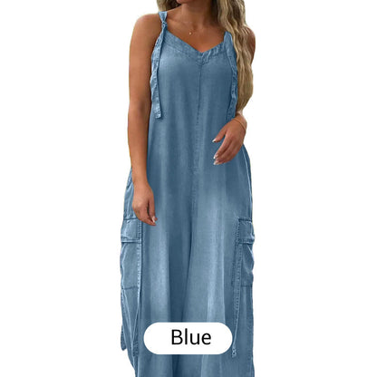 💕Was soll ich morgen anziehen?💃Damen Jumpsuit mit weitem Bein, locker geschnitten und mit Taschen✨ Komfort trifft mühelosen Stil