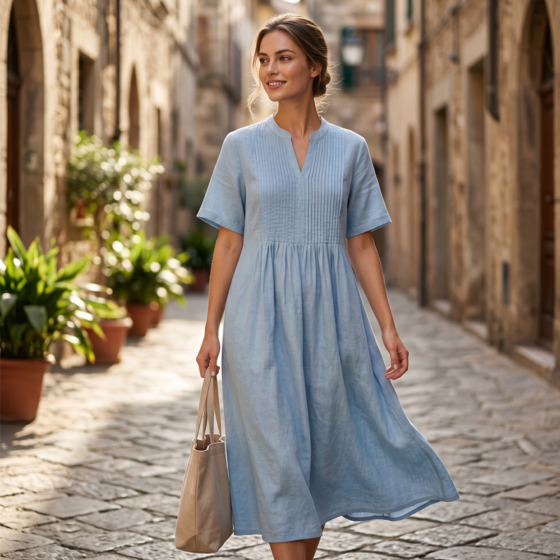 🔥 Nur heute – Bis zu 50% RABATT 👗 Damen lockeres Freizeitkleid mit V-Ausschnitt✨