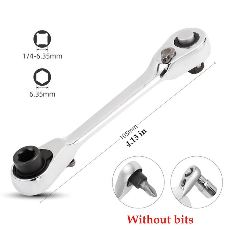 Silver Ratchet Wrench 1/4 Inch Mini Double Headed 72 Tooth Drive Socket🔧 The Mini Wrench That Tackles Tight Spaces!