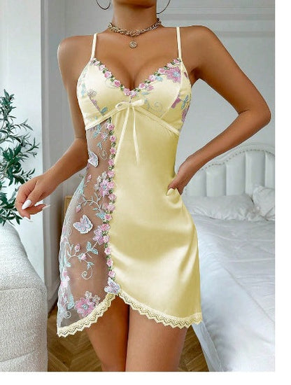 🥳2026 TOPSELLER🥳💞ÜBER 50.000 MAL VERKAUFT!💥👗🎀 50% RABATT! Modell-Sonderangebot – Erotisches Spitzen-Dessous-Spaghettiträger-Nachthemd mit Schleife