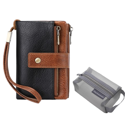 Women's Retro Style RFID Blocking Tri-fold Wallet
