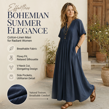 🔥 Nur heute – Bis zu 50% RABATT 👗 Damen lockeres Freizeitkleid mit V-Ausschnitt✨