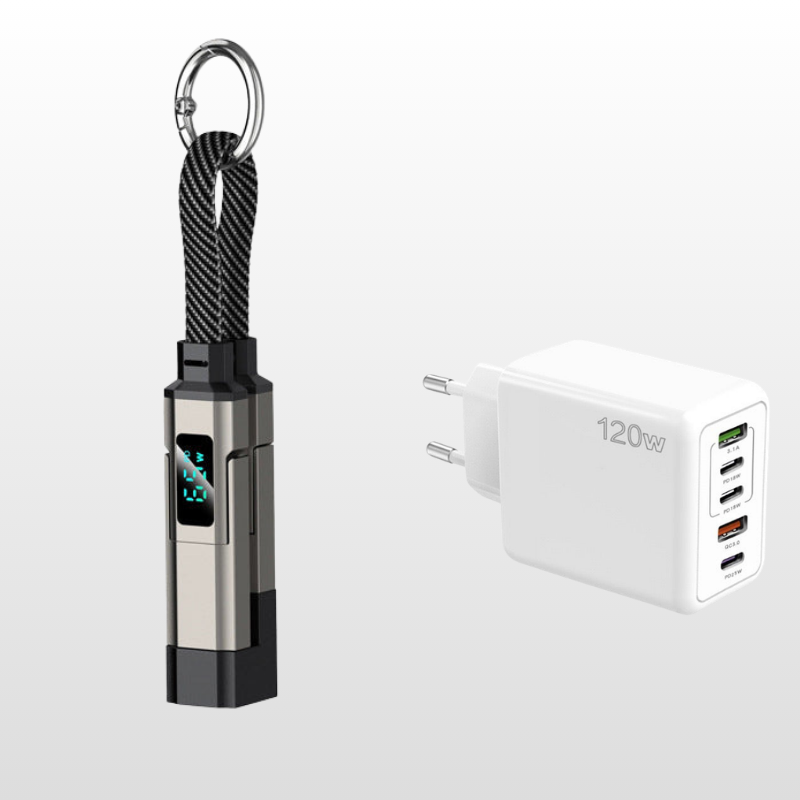 🔥HOT SALE 61% OFF🔥4-in-1 Digital Display Keychain Charging Cable