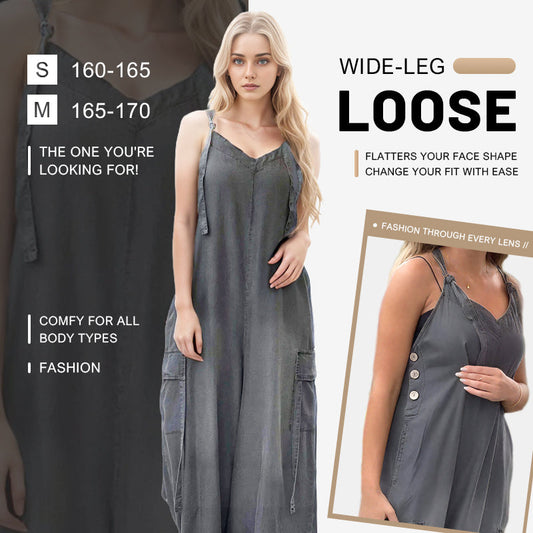💕What should I wear tomorrow?💃Women's Loose Wide-Leg Jumpsuit with Pockets✨ Comfort Meets Effortless Style