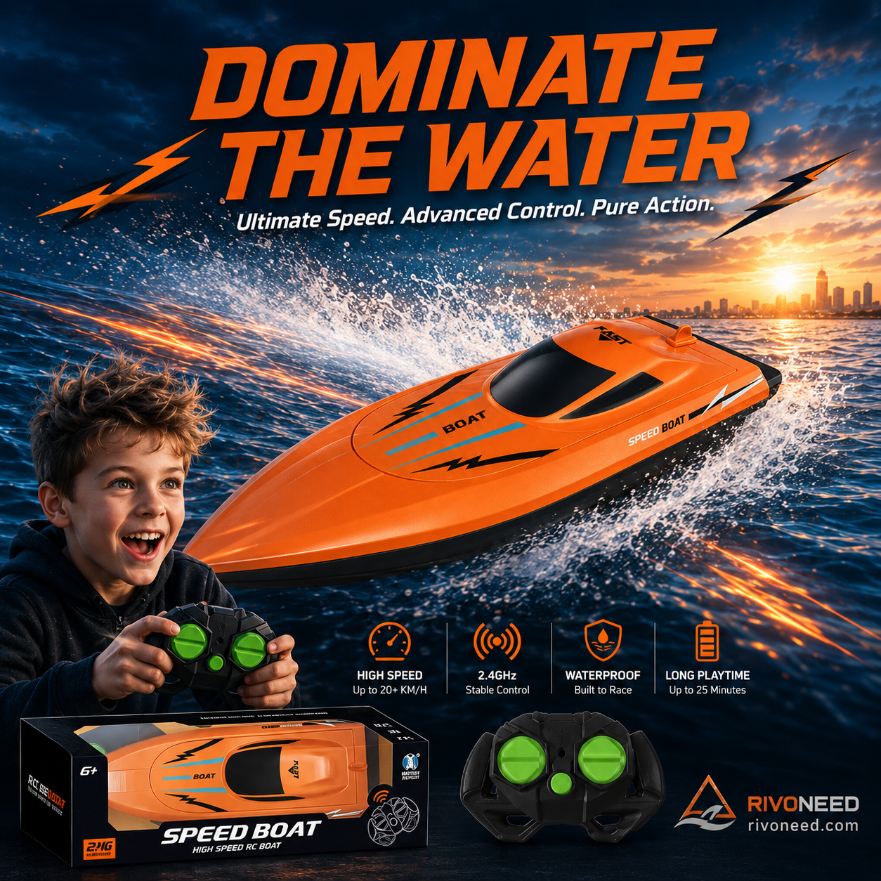 🚤 LIMITED-TIME 50% OFF! ✨ Dual-Motor RC Boat – 2.4GHz, Waterproof, Impact-Resistant 🌊