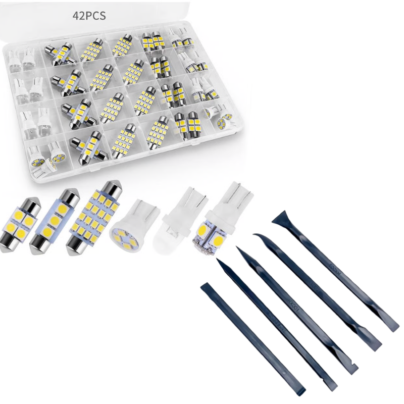 42 Pieces Interior Car Lights💡 Super Bright White Dome Map Tail Cab Lights Bulb Kit Set