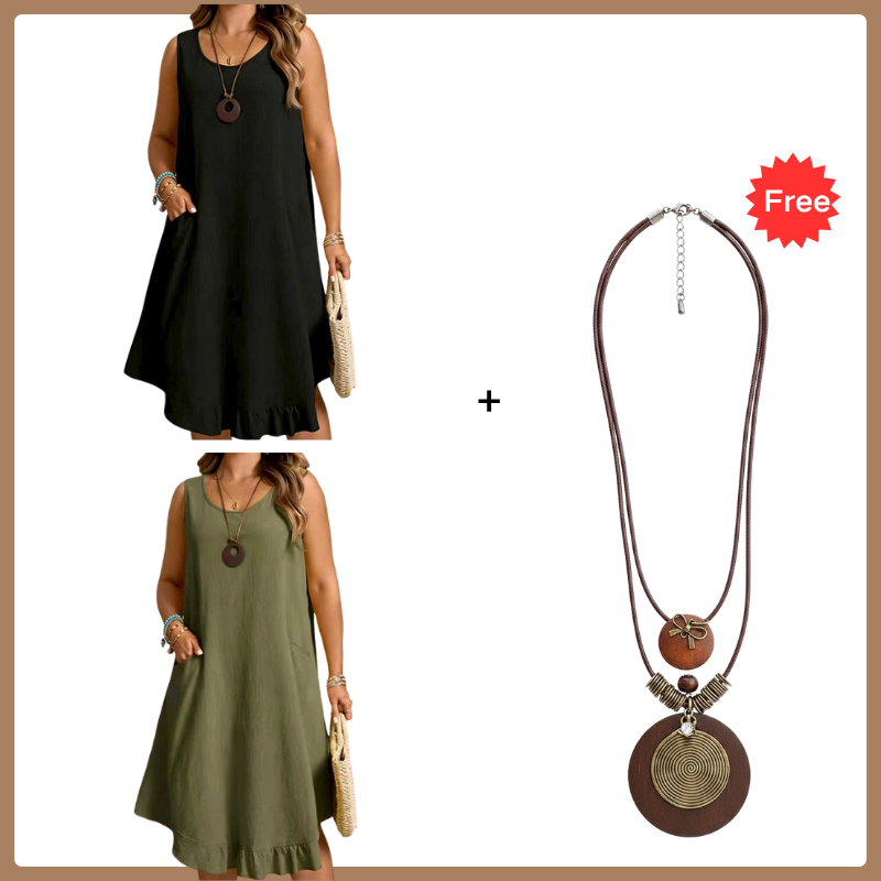 👗Women Casual Sleeveless Ruffle Dress – Breezy Casual Midi Dress ✨