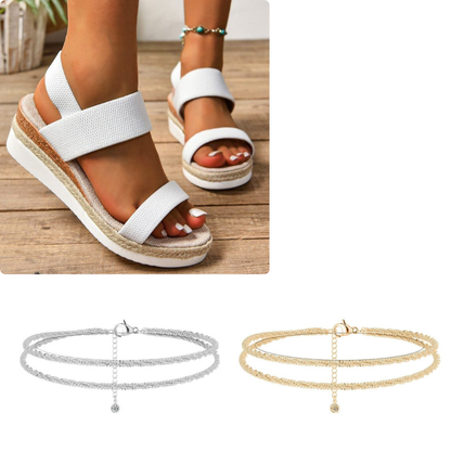 💕Women's Woven Elastic Strap Thick Bottom Wedge Sandals🔥 Stylish Enough To Dress Up. Comfy Enough To Wear All Day 👡