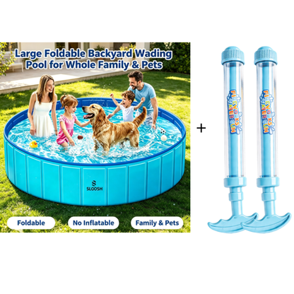 🏡💦Large Foldable Backyard Wading Pool for Whole Family & Pets – Instant Summer Fun For Kids & Year-Round Play 🏖️