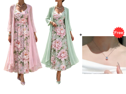 🌸👗Elegantes zweiteiliges Blumenkleid-Set für Damen – Perfekter Sommer-Urlaubslook✨