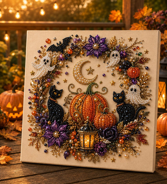 🔥 Last Day 60% OFF – 👻✨ Halloween Pearl Art DIY Kit – Turn Tiny Pearls into Spooky-Cute Magic