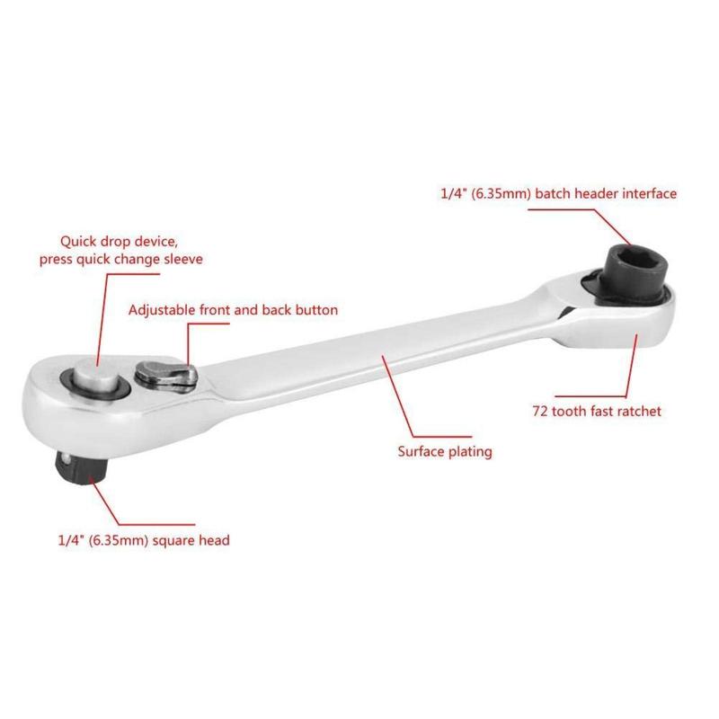 Silver Ratchet Wrench 1/4 Inch Mini Double Headed 72 Tooth Drive Socket🔧 The Mini Wrench That Tackles Tight Spaces!