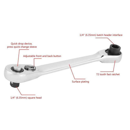 Silver Ratchet Wrench 1/4 Inch Mini Double Headed 72 Tooth Drive Socket🔧 The Mini Wrench That Tackles Tight Spaces!
