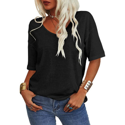 🎀Top-Seller -40% Rabatt👚Damen T-Shirt mit V-Ausschnitt in Unifarben